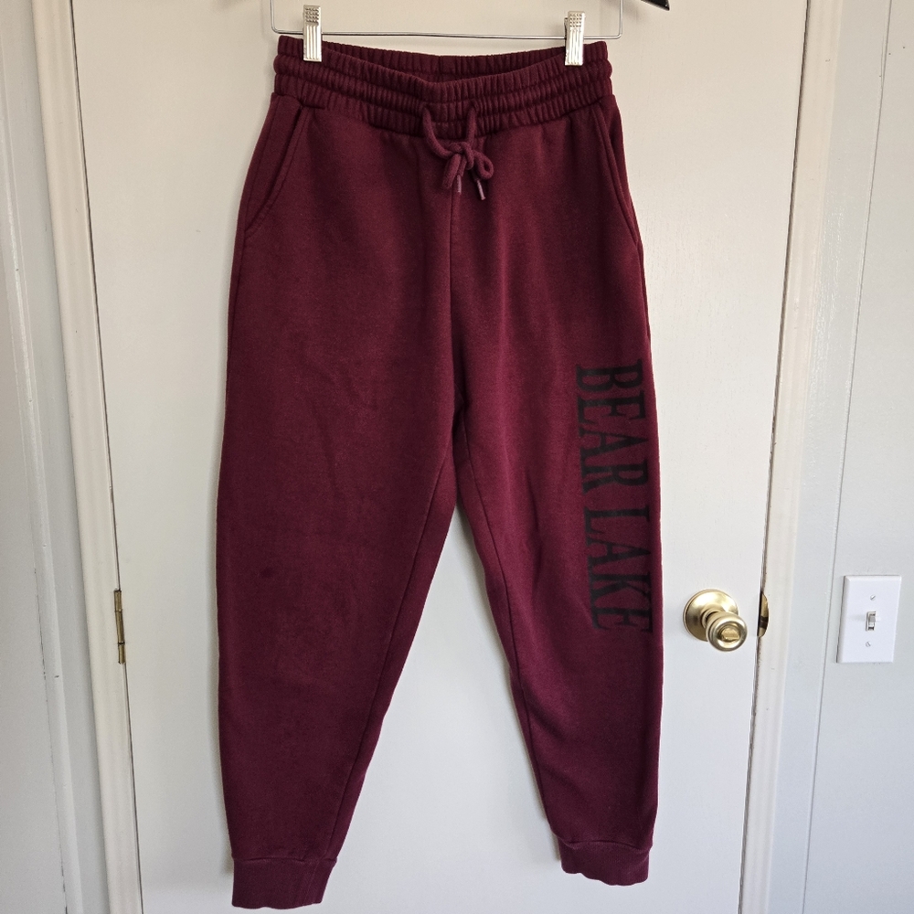 Bear Lake Maroon Joggers Women's S Burgundy